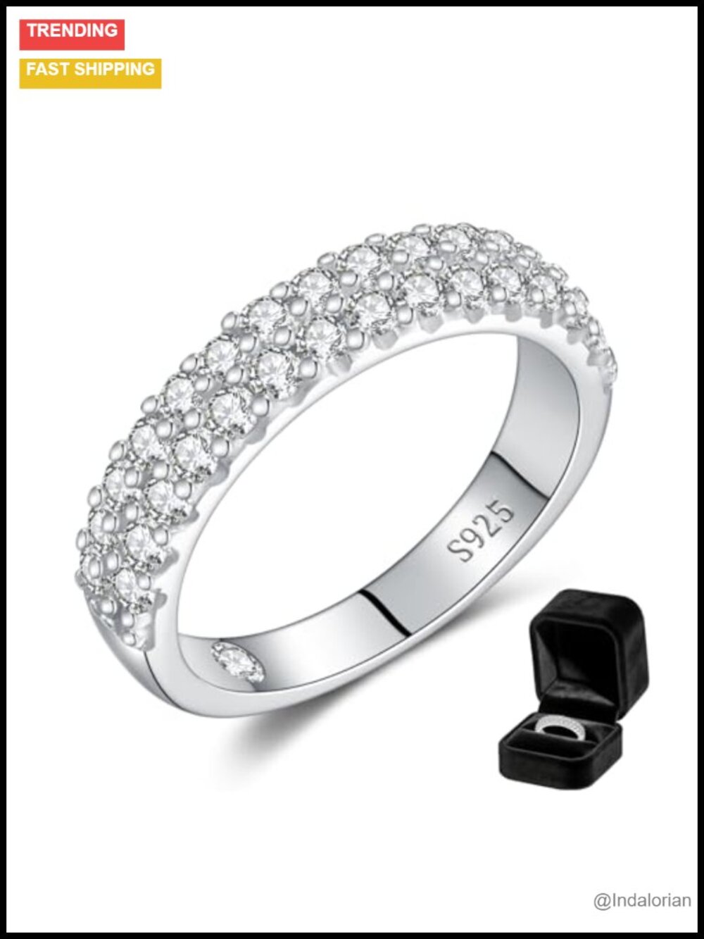 Moissanite Eternity Wedding Band 925 Sterling Silver Gold Plated Ring